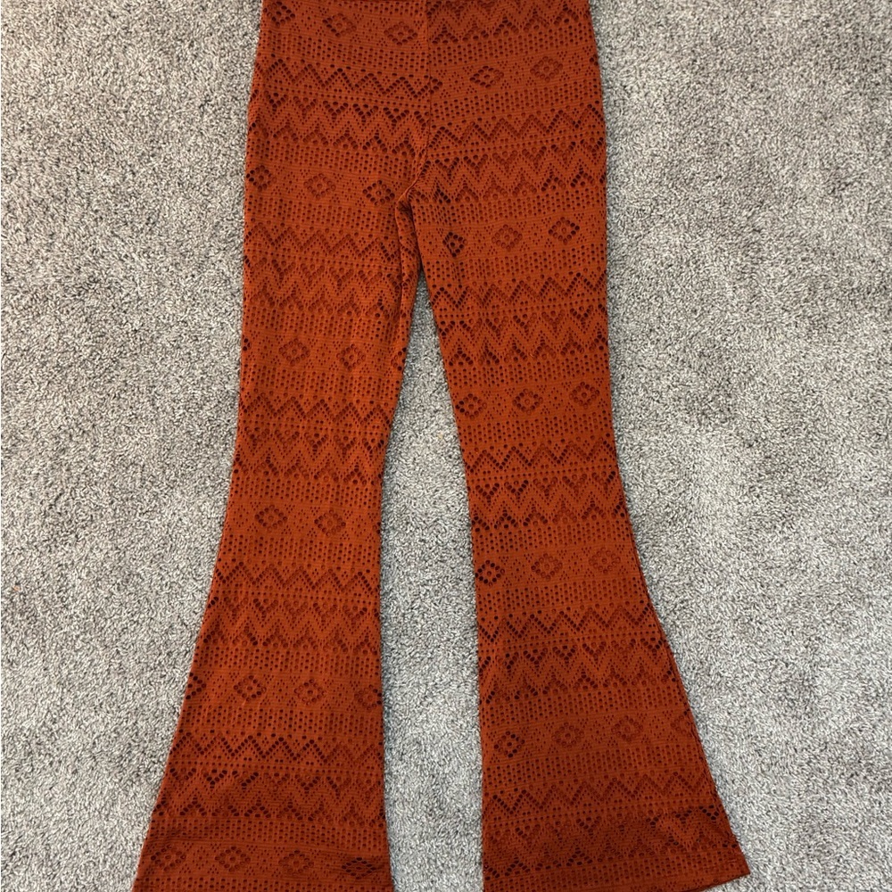 American Eagle Outfitters Rust Crochet Flare Pants Retail:49.95 Small